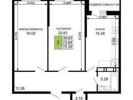 Продается 2-комнатная квартира ЖК Дом на Московской, 72.6  м², 7500000 рублей