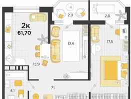 Продается 2-комнатная квартира ЖК Сказка Град, литера 2.1, 62  м², 8250000 рублей