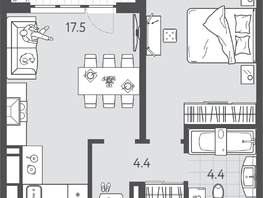 Продается 1-комнатная квартира ЖК Все Свои VIP, литера 3, 42.9  м², 10081500 рублей