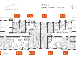 Продается 2-комнатная квартира ЖК Все Свои VIP, литера 3, 62.25 м², 15126750 рублей
