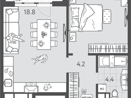 Продается 1-комнатная квартира ЖК Все Свои VIP, литера 6, 42.8  м², 9787500 рублей