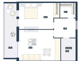 Продается 1-комнатная квартира ГК AZIMUT Парк Отель Лучи Анапы, 54.86  м², 21614840 рублей