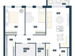 Продается 2-комнатная квартира ГК AZIMUT Парк Отель Лучи Анапы, 65.75  м², 23275500 рублей