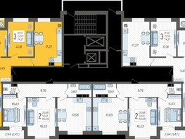 Продается 3-комнатная квартира ЖК Смородина, литера 13, 74.27 м², 8645028 рублей