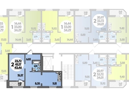 Продается 2-комнатная квартира ЖК Молодежный 2, литера 11, 43.46  м², 5593469 рублей
