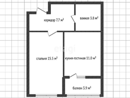 Продается 1-комнатная квартира генерала Петрова И.Т. ул, 38.2  м², 3200000 рублей