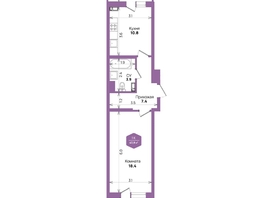 Продается 1-комнатная квартира ЖК Бауинвест, литера 6.1, 43.8  м², 8090326 рублей