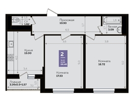 Продается 2-комнатная квартира ЖК Левада, литера 8, 65  м², 8719295 рублей