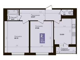 Продается 2-комнатная квартира ЖК Левада, литера 8, 65.3  м², 8759407 рублей