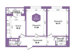 Продается 2-комнатная квартира ЖК Левада, литера 6, 66.45  м², 9339807 рублей