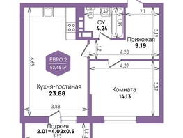 Продается 1-комнатная квартира ЖК Левада, литера 6, 53.45  м², 7989813 рублей