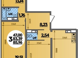 Продается 3-комнатная квартира ЖК Город у моря, литера 21, 85.96 м², 10495716 рублей