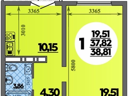 Продается 1-комнатная квартира ЖК Город у моря, литера 21, 38.81 м², 6978038 рублей