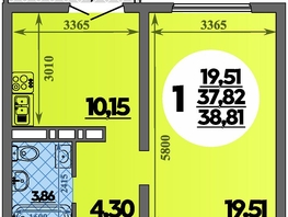 Продается 1-комнатная квартира ЖК Город у моря, литера 21, 38.81 м², 7117754 рублей