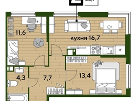 Продается 2-комнатная квартира ЖК DOGMA PARK (Догма парк), литера 22, 53.7 м², 7356471 рублей