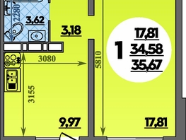 Продается 1-комнатная квартира ЖК Романовский, литера 1, 35.67  м², 4048110 рублей