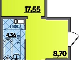 Продается 1-комнатная квартира ЖК Тихорецк, литера 1, 48.57 м², 4952143 рублей