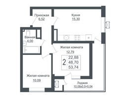 Продается 2-комнатная квартира ЖК Зеленый театр, литера 1, 55.3 м², 7487929 рублей