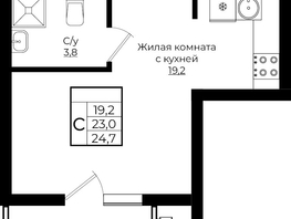 Продается Студия ЖК Клубный квартал Европа 6, литера 7, 24.7 м², 4367335 рублей