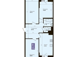 Продается 3-комнатная квартира ЖК Левада, литера 8, 86.8 м², 9469091 рублей