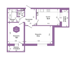 Продается 2-комнатная квартира ЖК Бауинвест, литера 6.1, 58.9 м², 8619383 рублей