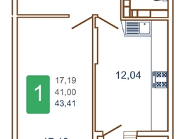 Продается 1-комнатная квартира ЖК Хорошая погода, литера 1, 45.2 м², 5876000 рублей