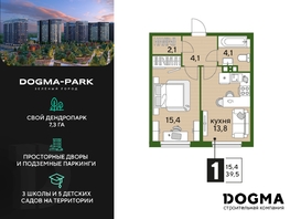 Продается 1-комнатная квартира ЖК DOGMA PARK (Догма парк), литера 2, 39.2 м², 6954081 рублей