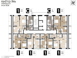 Продается 1-комнатная квартира ЖК DOGMA PARK (Догма парк), литера 19, 44.3  м², 7420250 рублей