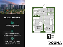 Продается 1-комнатная квартира ЖК DOGMA PARK (Догма парк), литера 19, 36.7 м², 6565631 рублей