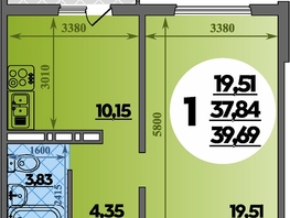 Продается 1-комнатная квартира ЖК Восточный, литера 47, 39.69 м², 5866182 рублей
