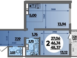 Продается 2-комнатная квартира ЖК Город у моря, литера 17, 48.37 м², 7773059 рублей