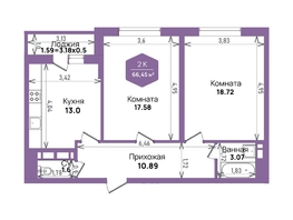 Продается 2-комнатная квартира ЖК Левада, литера 6, 66.45 м², 7216326 рублей
