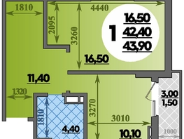 Продается 1-комнатная квартира ЖК Парк у дома, литера 7.2, 43.9 м², 7610000 рублей