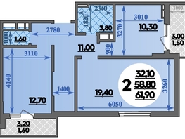 Продается 2-комнатная квартира ЖК Парк у дома, литера 7.2, 61.9 м², 10040000 рублей