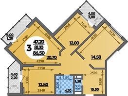 Продается 3-комнатная квартира ЖК Парк у дома, литера 7.2, 86.5 м², 15929999 рублей