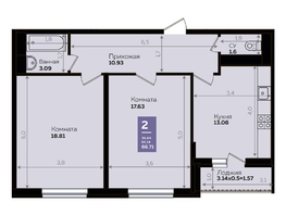 Продается 2-комнатная квартира ЖК Левада, литера 8, 65.4 м², 7584978 рублей