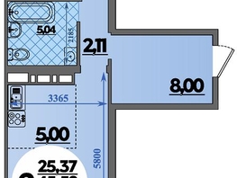 Продается 2-комнатная квартира ЖК Город у моря, литера 21, 47.15  м², 7592000 рублей