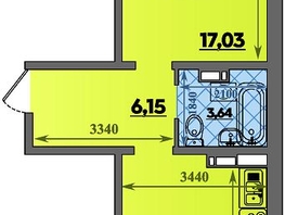 Продается 1-комнатная квартира ЖК Восточный, литера 37, 46.96  м², 5904000 рублей