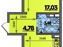 Продается 1-комнатная квартира ЖК Молодежный 2, литера 12, 39.89 м², 5429029 рублей