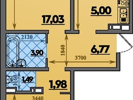 Продается 3-комнатная квартира ЖК Молодежный 2, литера 14, 63.81 м², 7669962 рублей