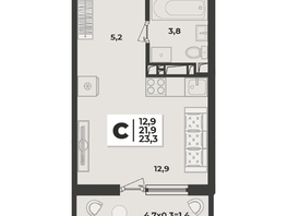Продается 1-комнатная квартира ЖК Лето, литера 1.6, 23.3 м², 4335500 рублей
