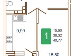 Продается 1-комнатная квартира ЖК Хорошая погода-2, литера 2, 41.9 м², 5656500 рублей