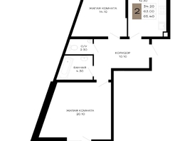 Продается 2-комнатная квартира ЖК Сердце, 65.4 м², 27795000 рублей