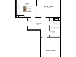 Продается 2-комнатная квартира ЖК Сердце, 69  м², 24495000 рублей