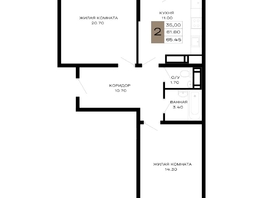 Продается 2-комнатная квартира ЖК Сердце, 65.45 м², 28470750 рублей