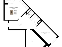 Продается 2-комнатная квартира ЖК Сердце, 83.75  м², 32243750 рублей