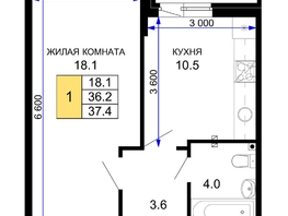 Продается 1-комнатная квартира ЖК Дыхание, литер 28, 37.4  м², 5348200 рублей