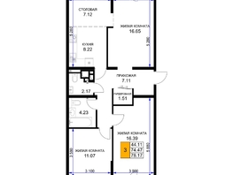 Продается 3-комнатная квартира ЖК Сегодня, литер 5, 82.3  м², 9299900 рублей