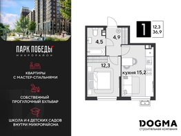 Продается 1-комнатная квартира ЖК Парк Победы 2, литера 8, 36.9 м², 5874480 рублей