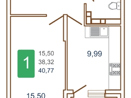 Продается 1-комнатная квартира ЖК Хорошая погода, литера 2, 42.15 м², 5774550 рублей